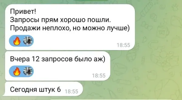 Скриншот сообщения от заказчика